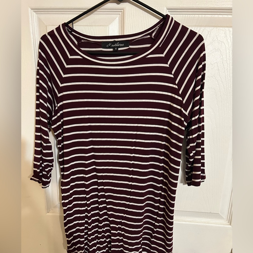 Burgundy Striped Women's Top